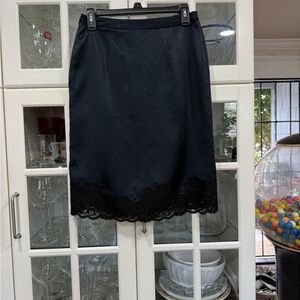 Banana Republic Black Lace-Hem Women's Silk Skirt